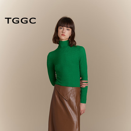 金台绣高领针织衫女纯色全羊毛舒适保暖修身基础毛衣款S37169