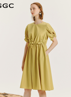 台绣商城同款连衣裙女清新减龄甜美泡泡袖显瘦夏季新款F36587