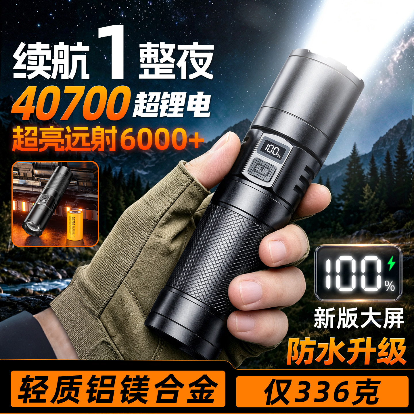 硕森手电筒强光充电超亮超长续航第一名2026新款户外远射大功率灯
