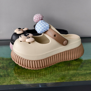 洞洞鞋女款夏季可外穿2026年新款厚底室内家居防滑包头半凉拖鞋女