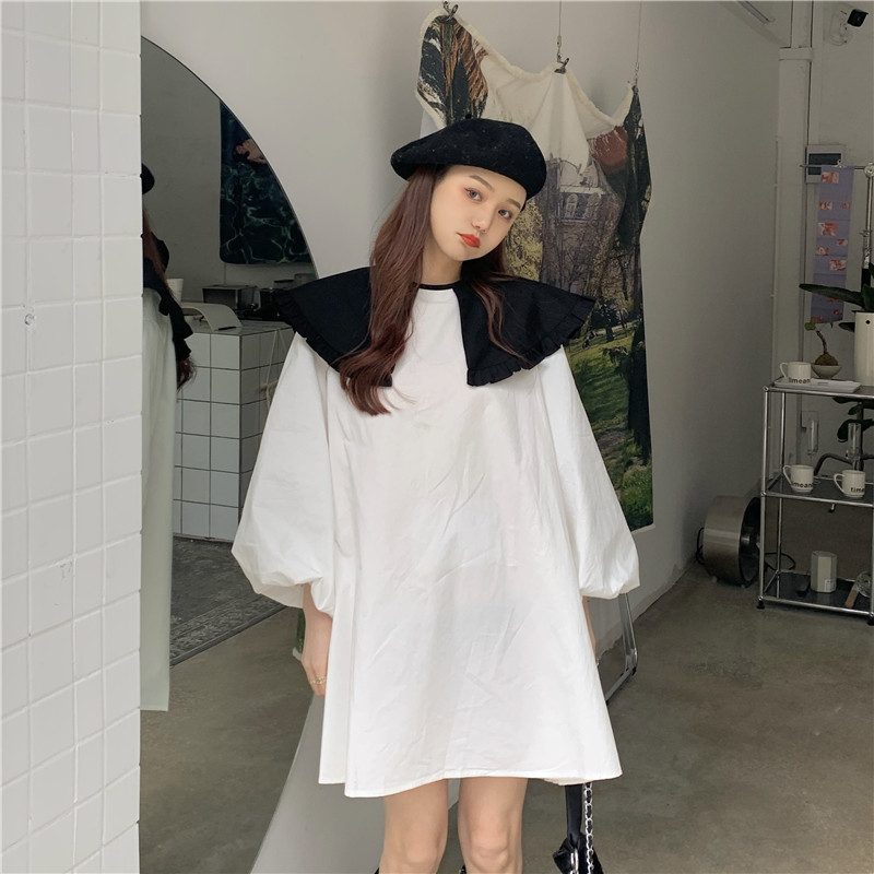 Real price early spring new baby collar color matching loose dress