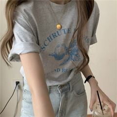 Real price chic Hanfeng loose and thin printed short sleeve T-shirt