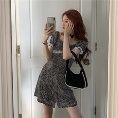 Real price milk leopard retro short playful dress