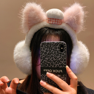 可爱猫耳朵毛绒耳罩女冬季防寒保暖耳套耳包耳暖耳捂子骑车学生