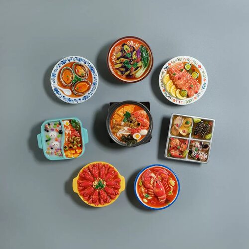 【龙虾面生腌海鲜冰箱贴】仿真美食鲍鱼三文鱼创意diy食玩磁力贴
