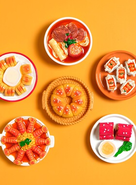 【饺子馒头龙虾猪脚面】中国地方美食冰箱贴仿真食物精品特色菜