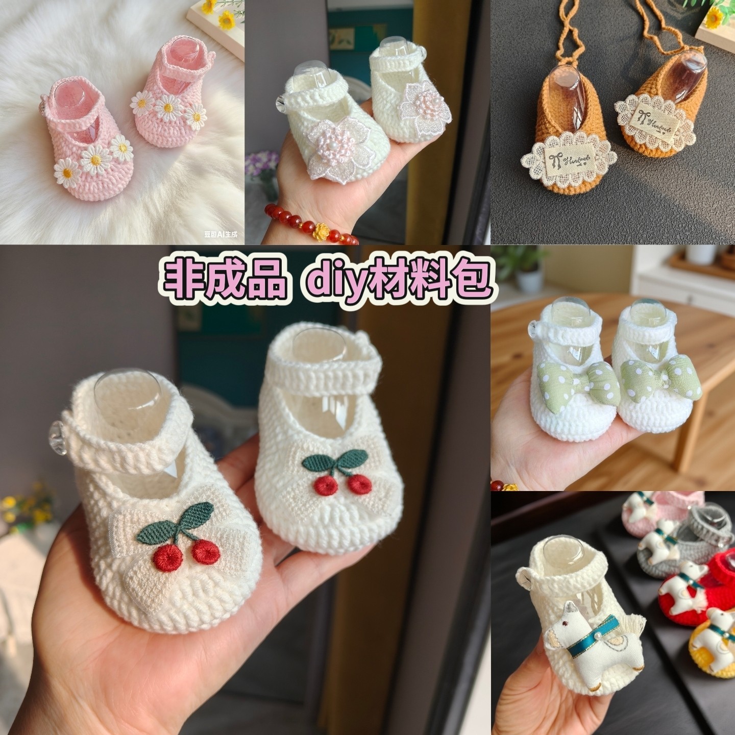 手工钩针编织diy婴儿宝宝毛线鞋子材料包孕期打发时间 送视频教程