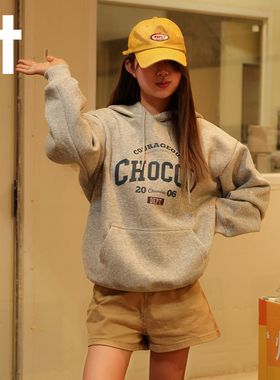 it:CHOCOOLATE美式宽松连帽卫衣加绒加厚2025新款休闲运动上衣女