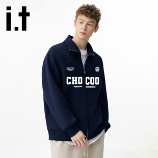 it:CHOCOOLATE立领开衫加绒卫衣2025秋冬新款宽松休闲夹克外套潮