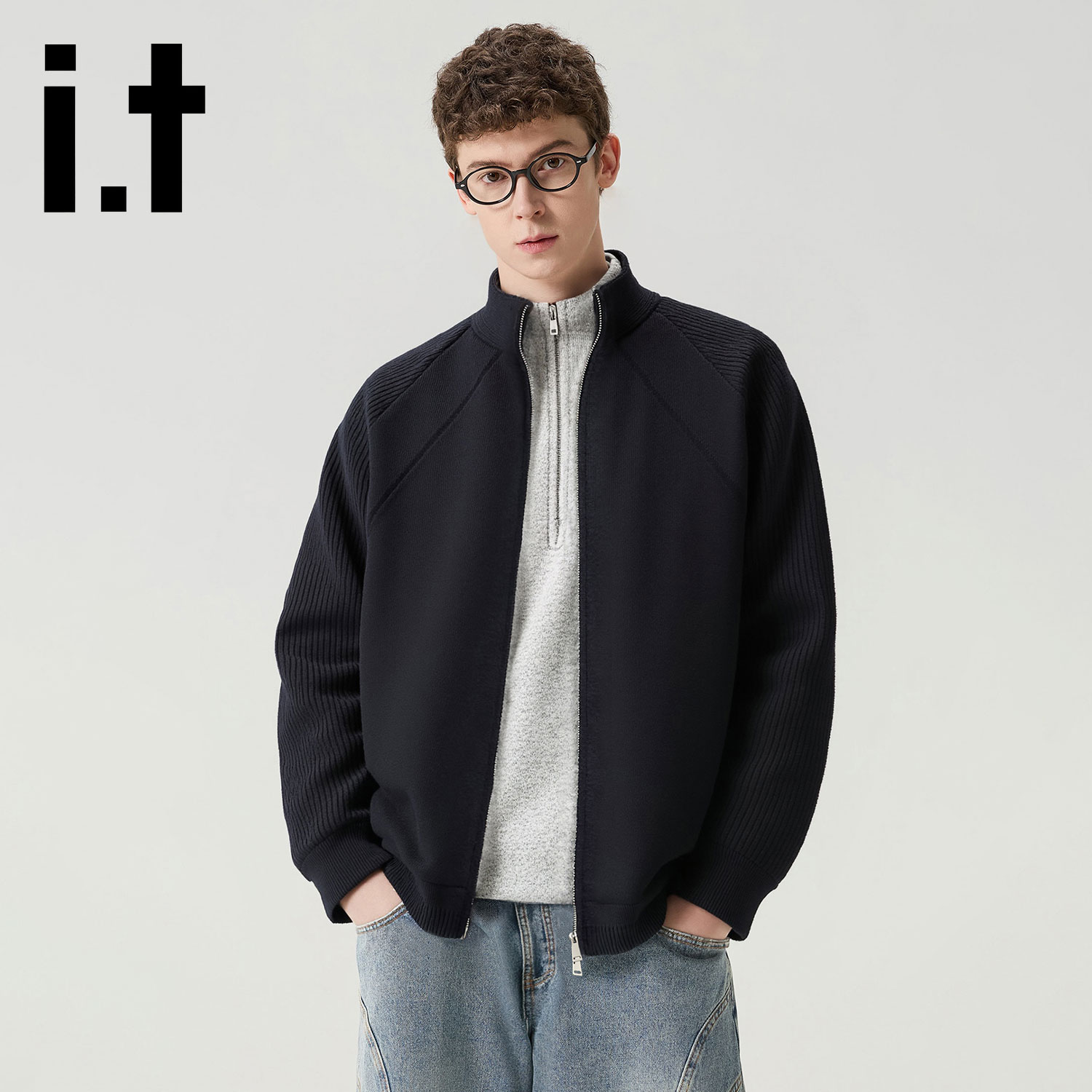 it:CHOCOOLATE针织羽绒服男款90白鸭绒2025冬季新款保暖毛衣外套