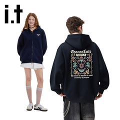 it:CHOCOOLATE连帽开衫加绒卫衣男女美式休闲宽松秋冬情侣外套潮