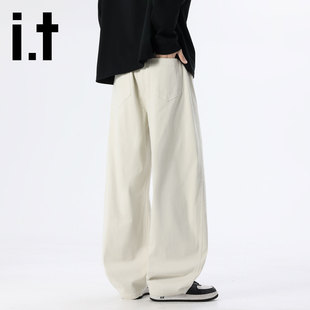it:CHOCOOLATE休闲裤子男2025新款宽松直筒阔腿垂感冬季加厚长裤