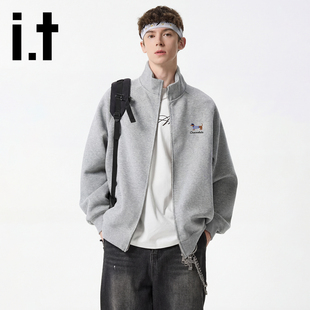 it:CHOCOOLATE开衫立领卫衣男2026春季新款宽松休闲情侣外套上衣