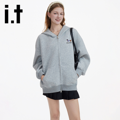 it美式连帽开衫卫衣2025秋冬新款
