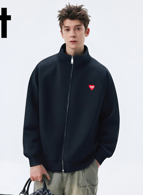 it:CHOCOOLATE开衫立领加绒卫衣男女美式休闲宽松情侣运动外套潮