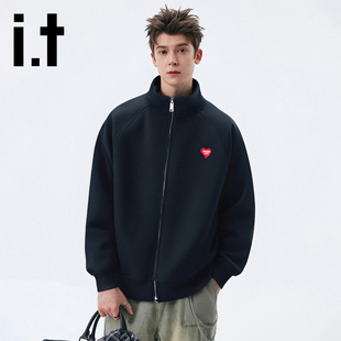 it:CHOCOOLATE开衫立领加绒卫衣男女美式休闲宽松情侣运动外套潮