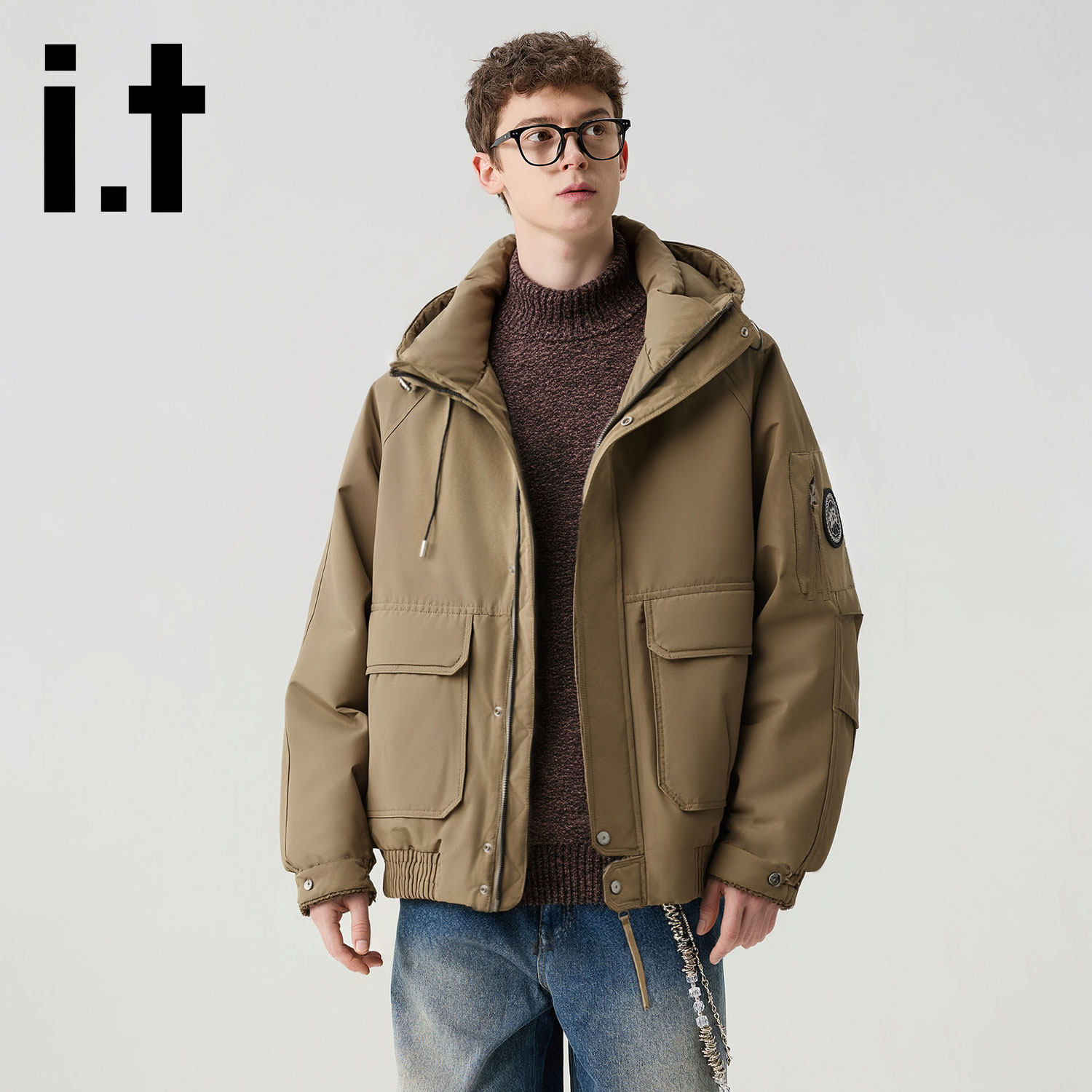 CHOCOOLATE男士连帽工装羽绒服