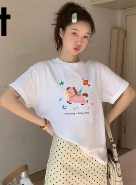 it:CHOCOOLATE小马印花短袖T恤男女潮牌2026夏季凉感新款情侣上衣