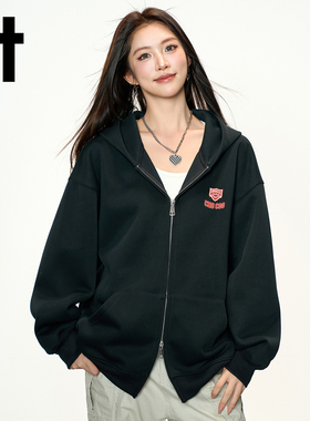 it:CHOCOOLATE连帽宽松卫衣女2026新款休闲运动拉链开衫外套上衣
