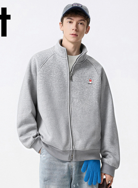 it:CHOCOOLATE开衫立领加绒卫衣男女宽松休闲运动外套情侣上衣潮