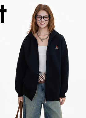 it:CHOCOOLATE美式连帽开衫加绒卫衣宽松显瘦秋冬加厚情侣外套潮