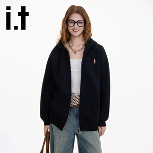 it:CHOCOOLATE美式连帽开衫加绒卫衣宽松显瘦秋冬加厚情侣外套潮