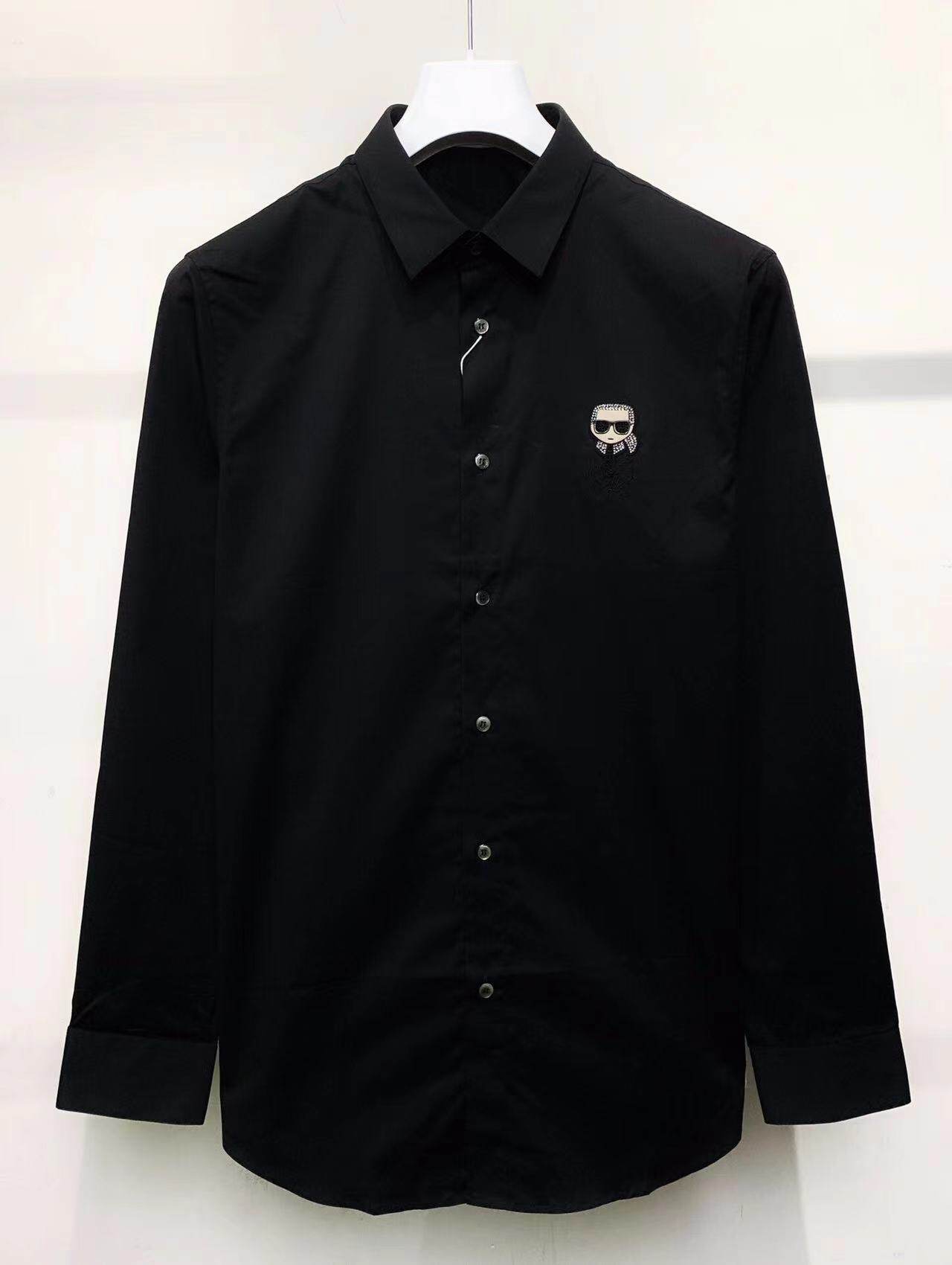 karl lagerfeld 卡尔拉格斐 老佛爷logo 长袖衬衣 1k1b50502670