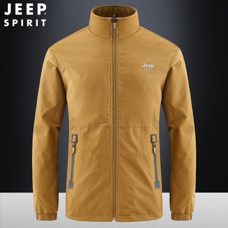 秋冬季新款男士双面穿摇粒绒外套加厚夹克中青年立领宽松大码上衣