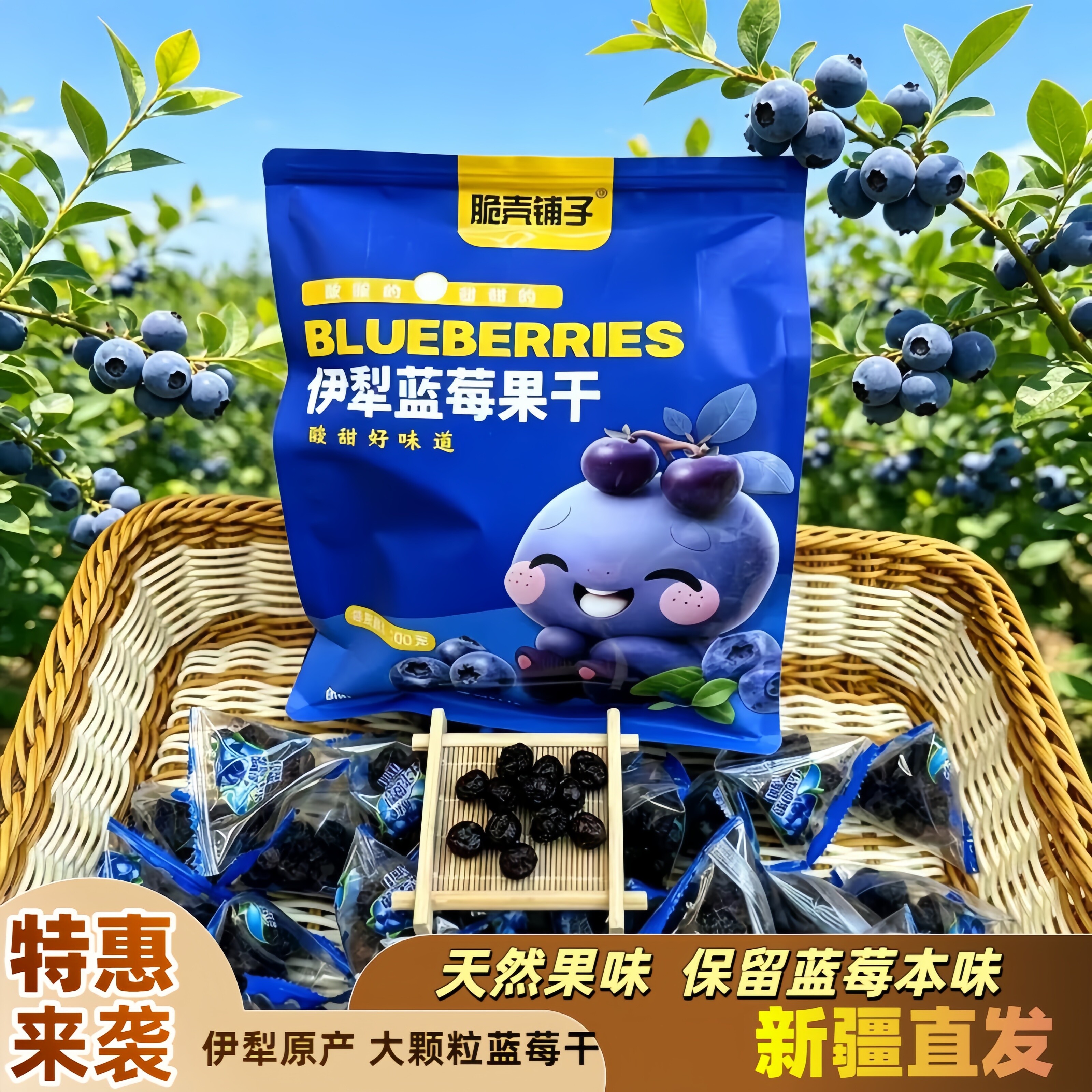 新疆特产伊犁蓝莓干大颗粒天然果味新疆直发独立包装零食