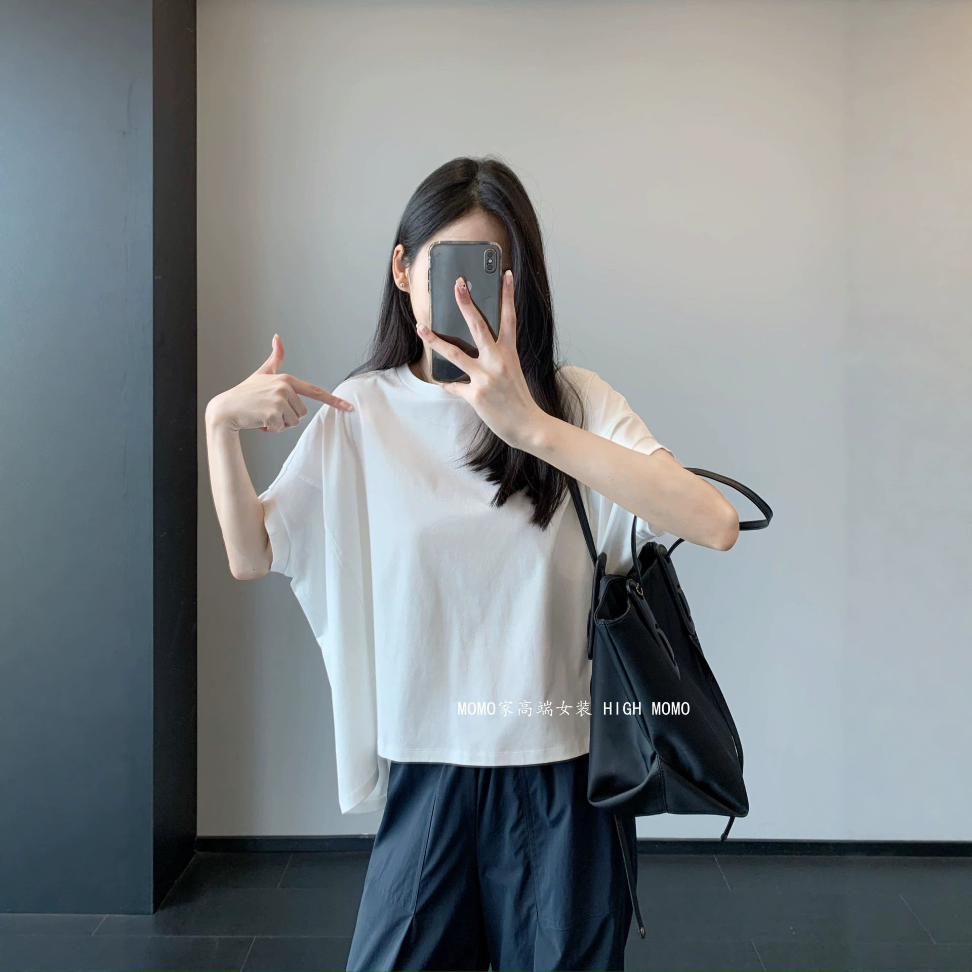 日系轻奢风~宽松纸片人显瘦慵懒落肩t蚕丝莫代尔短袖t恤女系款