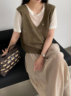 韩系假两件针织短袖t恤女2026夏薄款宽松显瘦百搭上衣 M8803