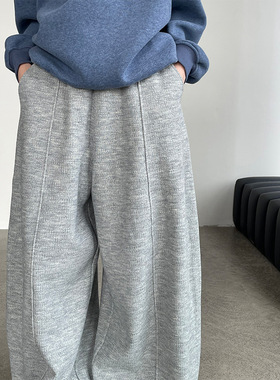 韩系高腰阔腿长裤女秋冬新款通勤百搭加厚休闲裤D26399