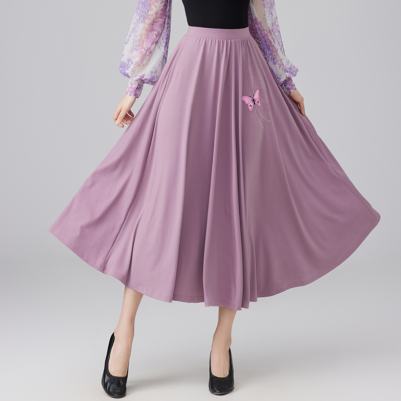 新款拉丁舞春秋裙子成人女练功跳舞长裙交谊舞广场舞服演出裙子