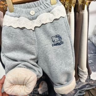 休闲裤 女童冬季 加绒加厚一件过冬蚕丝棉裤 女宝宝2025新款 加绒棉裤