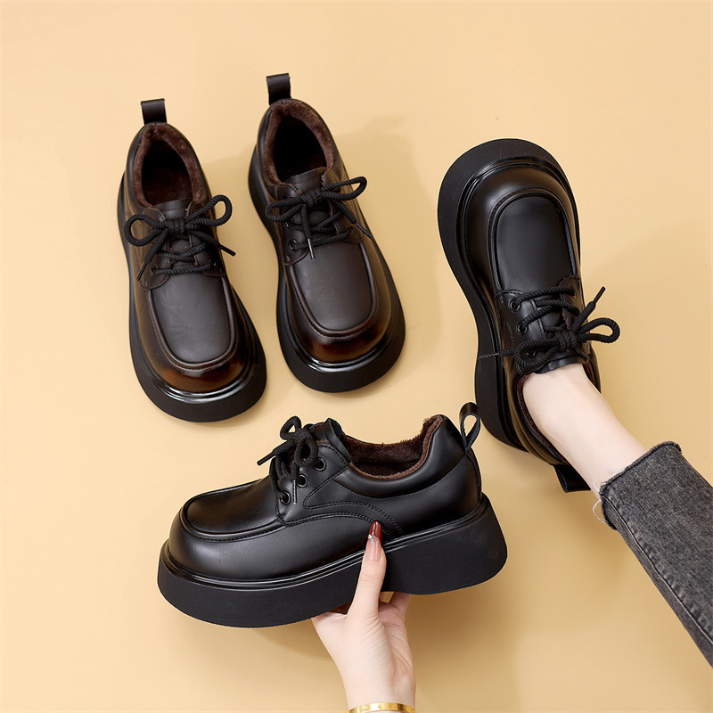 英伦风厚底乐福鞋女黑色圆头交叉绑带小皮鞋百搭增高春秋款单鞋41,女鞋,乐福鞋（豆豆鞋）,淘宝优惠券,粉丝福利购,淘宝优惠卷