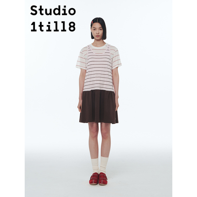 Studio1till8条纹假两件连衣裙