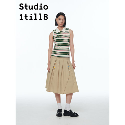 Studio1till8翻领条纹背心