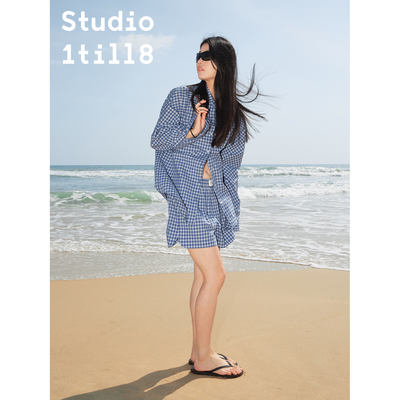 Studio1till8格纹衬衫短裤套装