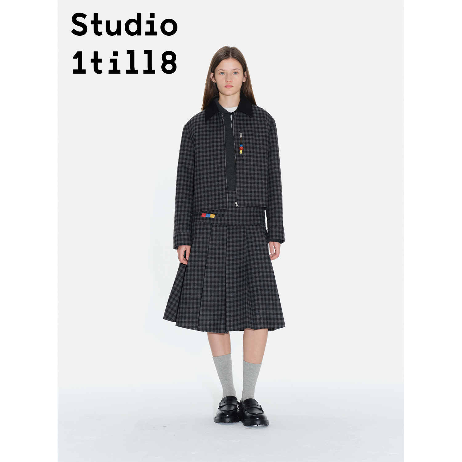 Studio1till8格纹外套百褶半裙
