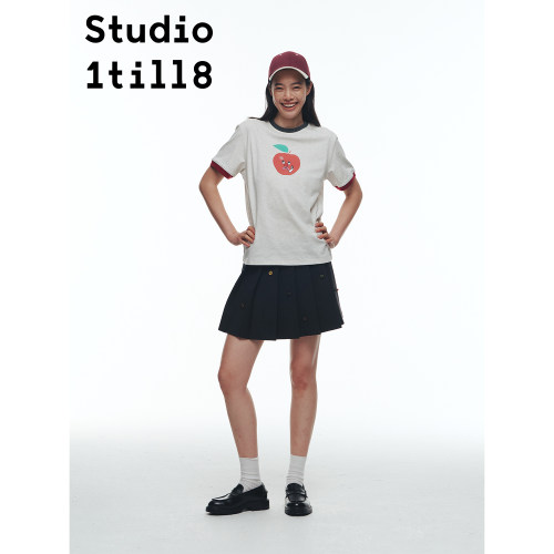 Studio1till8印花撞色短袖T恤