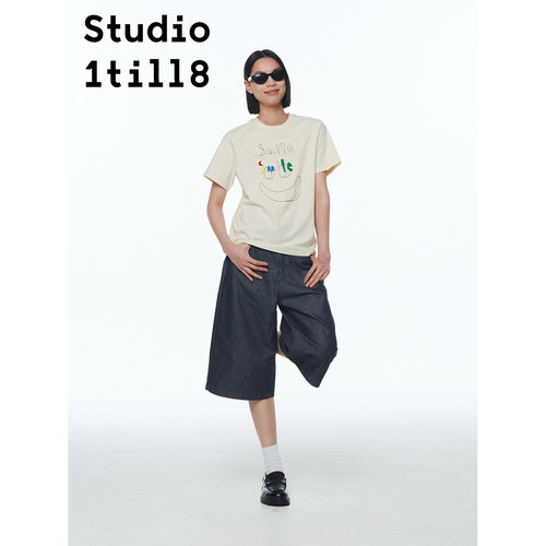 Studio1till8smile刺绣短袖