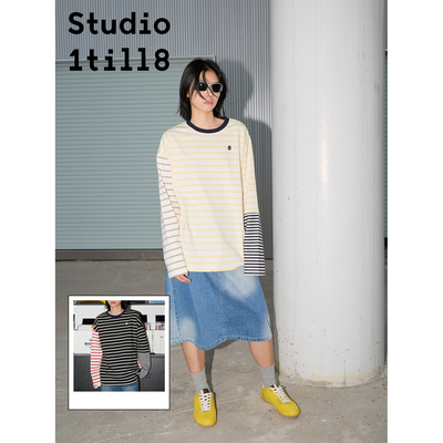 Studio1till8条纹拼接T恤