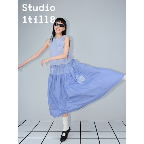 Studio1till8贴布绣拼接连衣裙