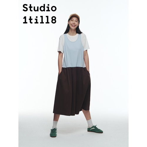 Studio1till8假两件拼接连衣裙