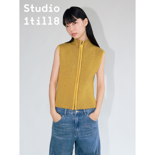 Studio1till8撞色坑条针织马甲