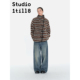 Studio1till8 条纹摇粒绒外套 斜门襟设计感保暖宽松上衣秋冬新款