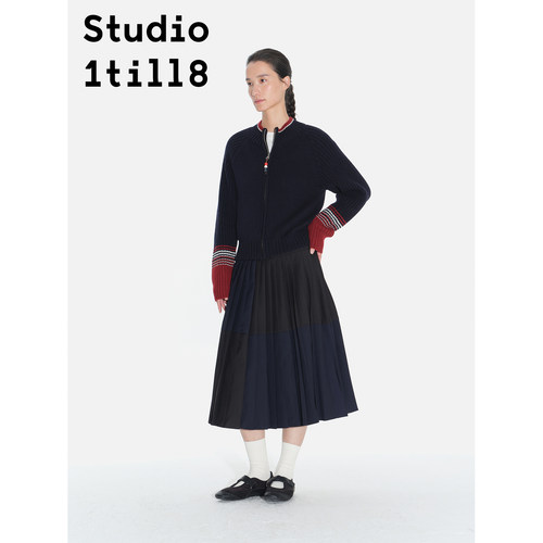 Studio1till8串珠撞色条纹开衫