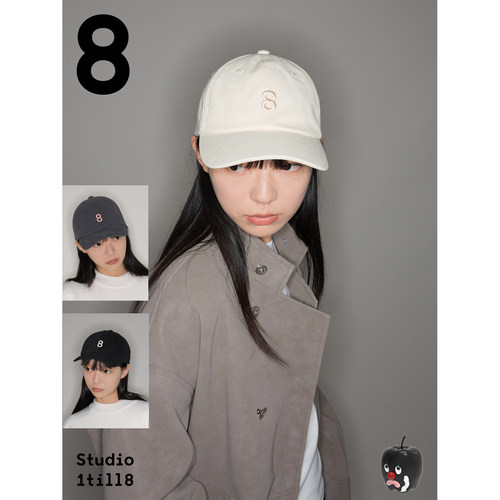 Studio1till8数字8刺绣鸭舌帽