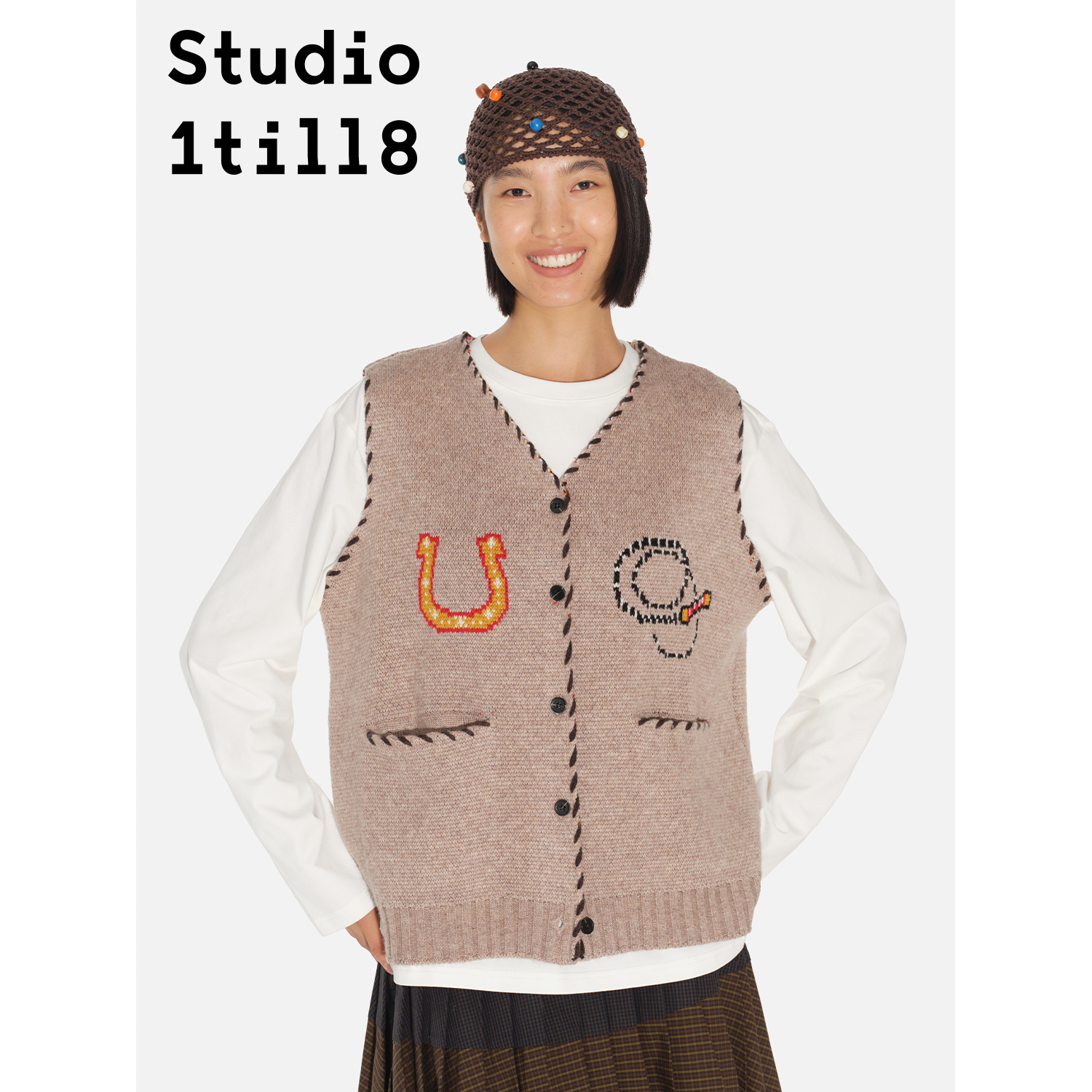 Studio1till8西部牛仔针织背心