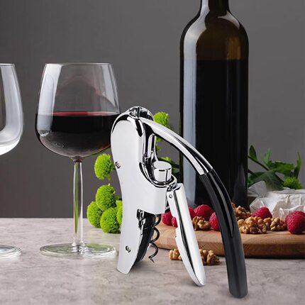 红酒开瓶器不锈钢高端起酒器葡萄酒开酒器手动起瓶器带切纸功能装